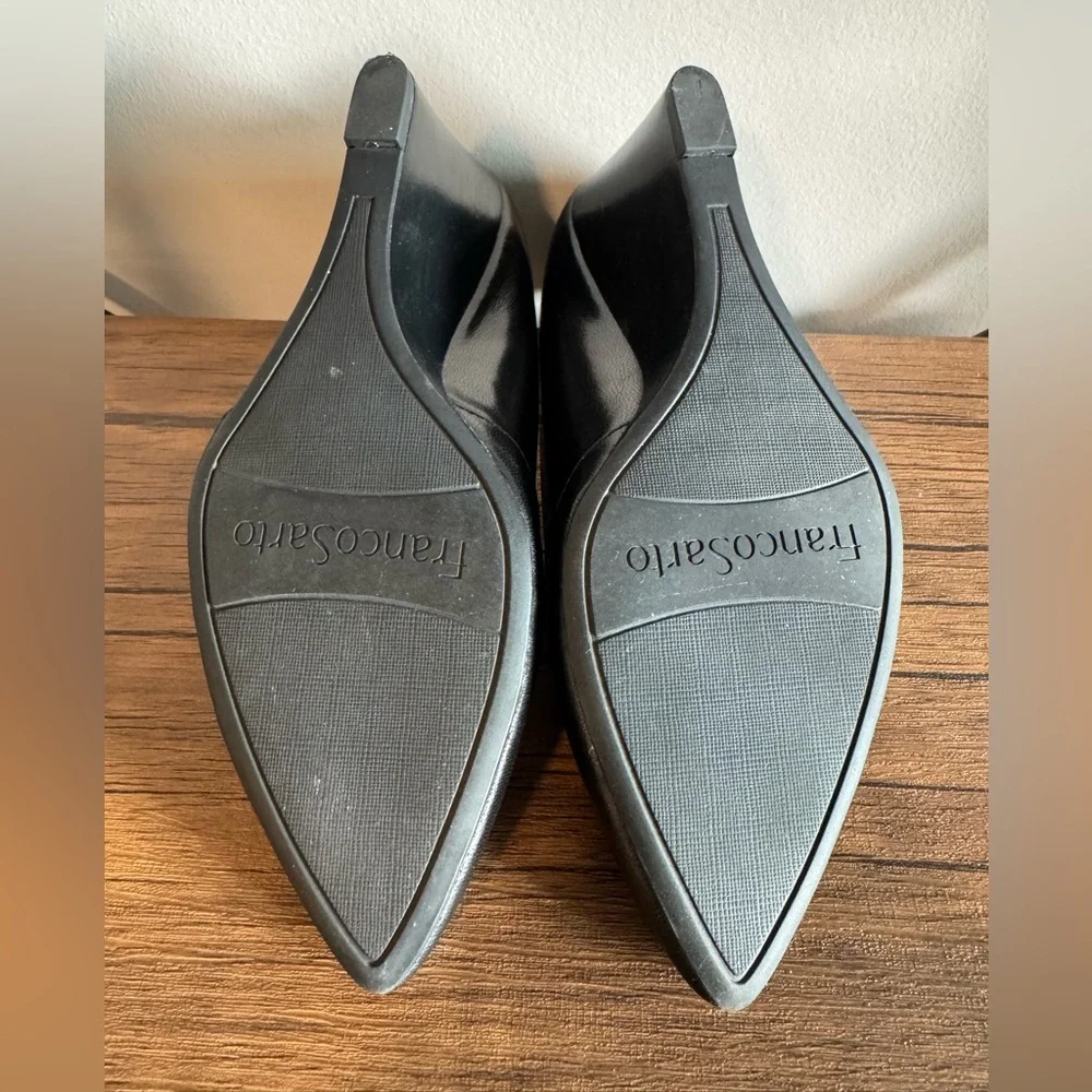 Franco Sarto Frankie Black Leather Wedge Pump - Size 6 Wide - Picture 7 of 7